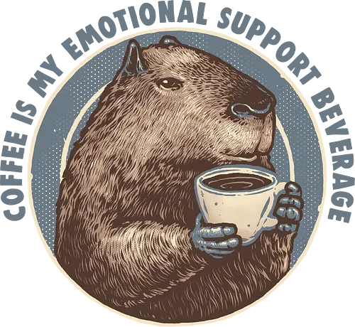 Emotional Support Beverage - support, funny, humor, Capybara, animal, cute, coffee, caffeine, emotional