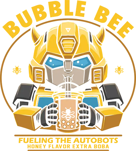 Bubble Bee Boba Tea – Lustige, niedliche Roboter-Parodie - Bumblebee, Transformers, Boba, Bubble Tea, Robot, Autobot, Cute, Kawaii, Funny, Parody, 80s, Nostalgia, Cartoon, Beverage, Bee