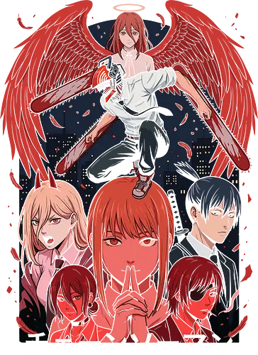The Devil Hunters - Chainsaw Man shirt, Denji graphic tee, Makima apparel, Public Safety Devil Hunters, anime poster design, dark fantasy streetwear, edgy otaku clothing, shonen manga merch, Power and Aki graphic, red anime aesthetic