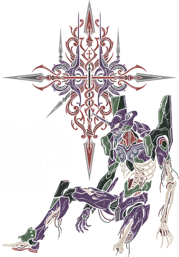 Gothic Genesis - gothic anime graphic tee, skeletal mecha apparel, Spear of Longinus design, dark aesthetic streetwear, 90s retro anime clothing, biological robot shirt, alternative otaku fashion, neon genesis clothing, Eva 01 merch