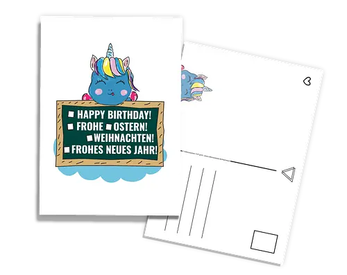 Postkarte -  Einhorn Feier