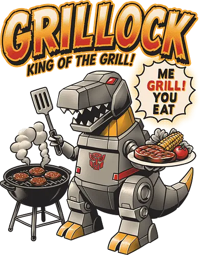 Grillock Me Grill You Eat – Lustiges Retro-Roboter-Dinosaurier-Barbecue