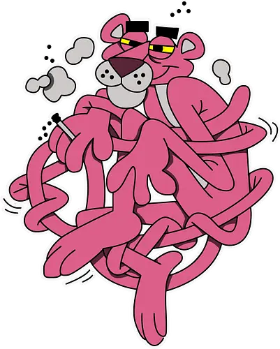 Verschlungener Rosa Panther - Chill Retro Underground Cartoon - rosa Panther Kunst, Retro Cartoon, Chill Kunst, verschlungener Panther, Underground Cartoon, Lofi Druck, rosa Charakter, alternative Kunst, klassischer Cartoon, Retro Geek Druck, 60er Pop Art, stilvoller Charakter, urbaner Druck, entspannter Cartoon, Popkultur Kunst