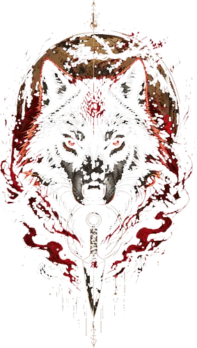Wolf Sword Red Moon - wolf, kunai, japan, japanese, cool, asian, lm2kone, animal, animals, moon, red