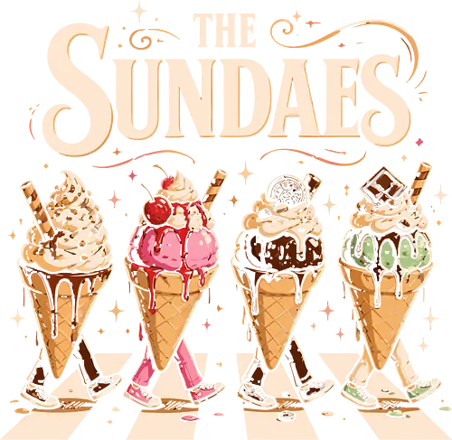 The Sundaes  - beatles, sorbet, the beatles, pastries, abbey road, foodie, gastronomy, comida, food, humor, lm2kone, cool, funny, sundaes, ice cream