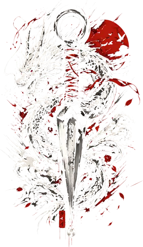 Dragon Kunai Red Moon - dragon, kunai, japan, japanese, cool, asian, lm2kone, animal, animals, moon, red