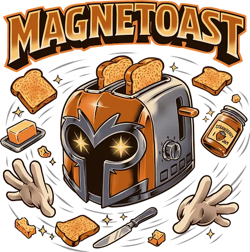 Magnetic Mutant Toaster - magentoast, toaster, breakfast, superhero, villain, parody, funny, geek, nerd, comic, toast, retro, humor, comic con gear, funny superhero design