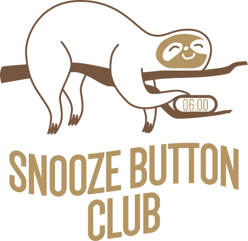 Snooze Button Club - sloth, sloths, snooze, alarm, clock, club, coffee, humor, i hate mondays, lazy, monday morning, nap, sleep, sleeping