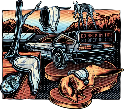 The Persistence of Time Travel - Art, painting, surreal, movie, time travel, family, sci-fi, comedy, mash up
