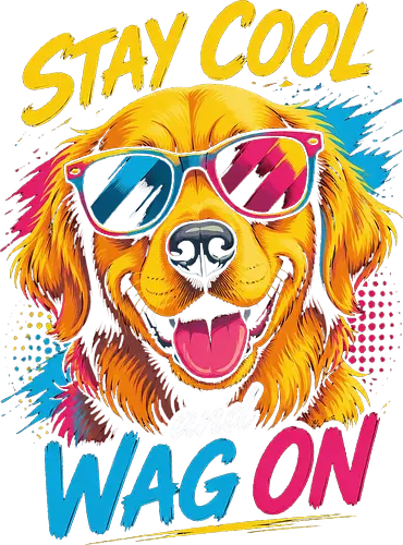 Stay Cool and Wag on - stay cool, wag on, lm2kone, cool, dog, animal, pet, pop art, illustration
