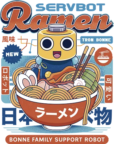 Servbot Ramen Vintage - Gaming, dead rising, frank west, tron bonne, zombrex, servbot, video game, gaming, gamer, survival horror, willamette parkview mall, Horror, biohazard, megaman, arcade