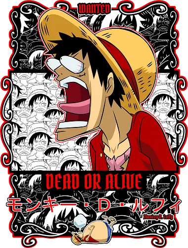 Dead or Alive - Pirate, wanted poster, pirate bounty, anime pirate, straw hat captain, manga art, grand line