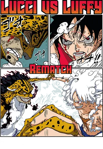 Final Rematch - Pirate, lucci vs luffy, gear 5 luffy, anime fight, cp0 battle, manga panel, anime pirate, shonen anime