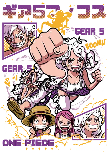 Gear 5 Chaos - Pirate, jewelry bonney, luffy gear 5, anime pirate, egghead arc, worst generation, manga art, anime duo