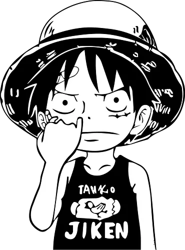 Junger Pirat Strohhut Schwarz Weiß Manga