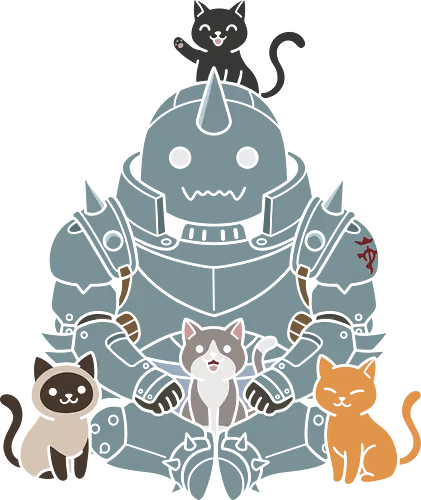The Gentle Giant: Alphonse's Kawaii Kittens - Fullmetal Alchemist shirt, Alphonse Elric merch, kawaii anime clothing, cute anime cat tee, FMA Brotherhood apparel, chibi anime streetwear, cat lover graphic shirt, wholesome otaku merch, anime stray cats design, minimalist anime apparel