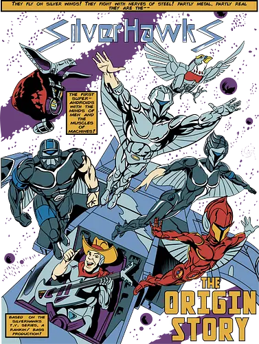 Steel Wings - silverhawks, space warrior, retro animation, 80s cartoon, cybernetic hero, galaxy patrol, vintage heroes, sci fi action