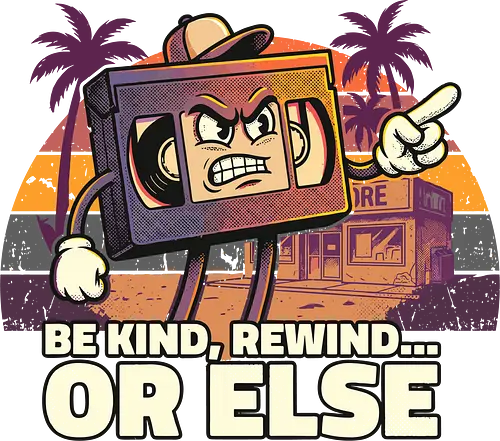 Retro Kassette Be Kind Rewind Lustiges Design - retro, kassette, vhs, 80er jahre, vintage stil, nostalgie, musik retro, lustig design, popkultur, alte technologie, rewind, tape art, retro vibe, geek design