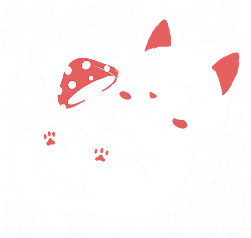 Lucky Mushroom Cat - cat, kawaii, cute, mushroom, psychedelic, retro, anime, japan, magical, fantasy, gamer, geek, pop, weird, colorful, aesthetic, kitty, cartoon, nostalgic, adorable