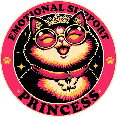 Dungeon Emotional Support Cat Princess - Dungeon, Dungeon Master, Princess, Rpg, Role-play, Role-playing, Roleplay Game, Science Fiction, Scifi, Science Fantasy, Pet, Cat, Nerd, Geek, Book, Books, Bookworm, Tabletop, Isekai, Adventure, Fantasy, Post-apocalyptic, Post Apocalyptic, Apocalypse, Fun, Funny, Emotion, Emotions, Emotional Support, Emotional Support Animal, Cute