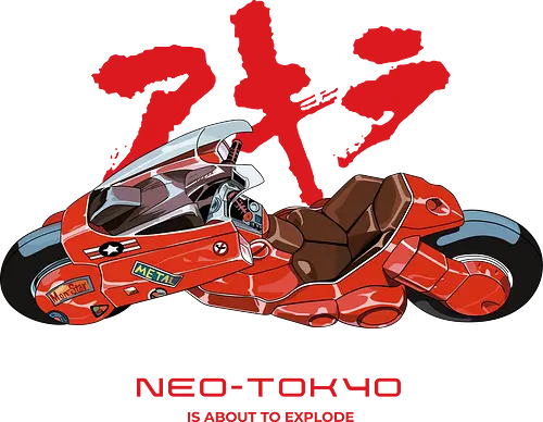 Neo Tokyo Explosion - akira bike, neo tokyo, cyberpunk anime, futuristic motorcycle, manga classic, anime retro, sci fi anime, kaneda