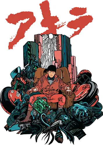 King of Neo Tokyo - kaneda, akira anime, neo tokyo, cyberpunk king, anime biker, manga classic, red motorcycle, retro anime