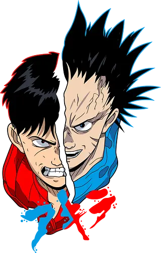 Rival Destiny - kaneda and tetsuo, akira manga, neo tokyo, anime rivalry, psychic anime, cyberpunk art, manga classic, retro anime