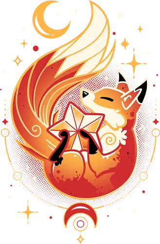 Fox Among the Stars - cute fox, star, hug, space, geometric, foxy, woodland animal, fantasy, cozy vibes, magical, kawaii, fox lover
