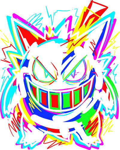 Chromatic Chaos - Gengar glitch shirt, neon ghost monster tee, scribble art anime apparel, cyber aesthetic streetwear, colorful gaming graphic tee, retro glitch art clothing, chromatic phantom merch, edgy otaku fashion, vivid pop art gamer shirt, neon rave anime design