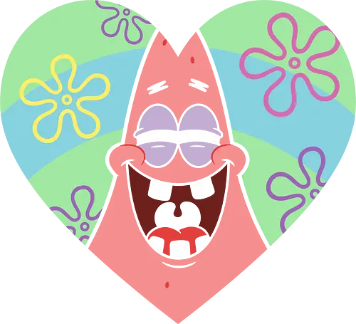 Pastel Starfish Love: Happy Heart Retro Graphic - flower cloud background, Patrick Star shirt, nostalgic cartoon apparel, pastel aesthetic graphic tee, Y2K animation streetwear, cute heart design, funny starfish merch, Bikini Bottom clothing, 2000s cartoon retro shirt, wholesome meme tee