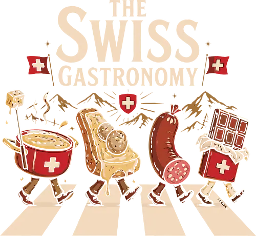 The Swiss Gastronomy - beatles, the beatles, swiss, cheese, sausage, swiss chocolate, swiss food, abbey road, foodie, gastronomy, comida, food, humor, lm2kone, cool, funny, lm2kone