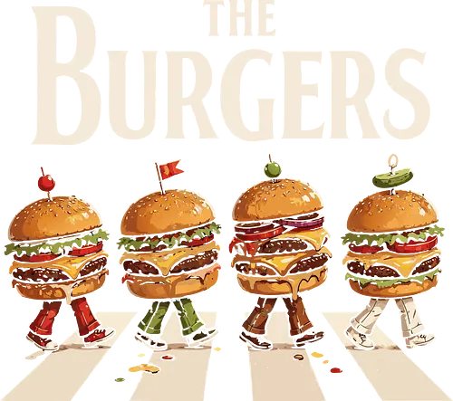 The Burgers  - beatles, the beatles, burgers, hamburgers, fast food, american food, iconic, abbey road, foodie, gastronomy, comida, food, humor, lm2kone, cool, funny, lm2kone