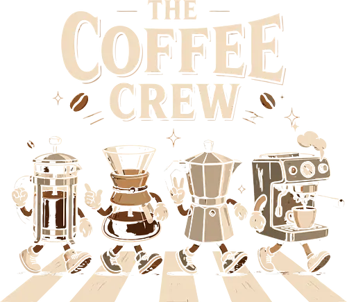 The Coffee Crew - beatles, the beatles, coffee, caffeine, coffee maker, iconic, abbey road, foodie, gastronomy, comida, food, humor, lm2kone, cool, funny