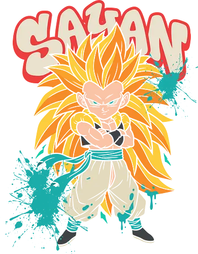 Ultimate Fusion: Retro SSJ3 Graffiti - Gotenks shirt, Super Saiyan 3 apparel, DBZ streetwear, retro anime graphic tee, Saiyan graffiti art, anime fusion merch, 90s anime aesthetic, otaku streetwear clothing, SSJ3 design, paint splatter anime shirt
