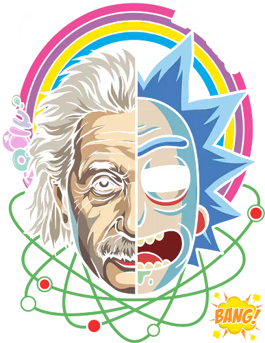 The Relativity of Madness: Genius Mashup - Rick Sanchez shirt, Albert Einstein graphic tee, mad scientist mashup, pop culture science apparel, adult animation streetwear, split face genius design, physics nerd clothing, geeky cartoon merch, atomic pop art tee, funny science mashup