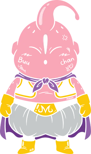 Grumpy Buu-Chan: Pastel Anime Graphic - Majin Buu shirt, kawaii anime graphic, pastel anime streetwear, DBZ apparel, cute anime monster tee, grumpy Buu-chan design, nostalgic 90s anime clothing, funny otaku fashion, Japanese pop art shirt, pink anime character merch