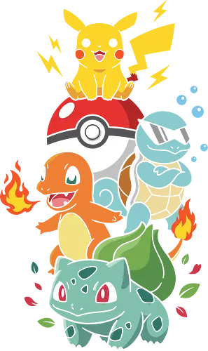 Kanto Legends: The Original Starter Squad - Kanto starters shirt, Gen 1 pocket monsters tee, original anime starter squad, retro 90s gamer apparel, nostalgic anime graphic tee, Squirtle squad sunglasses merch, classic monster catching streetwear, elemental anime monsters, vintage gamer clothing, Pikachu and friends graphic