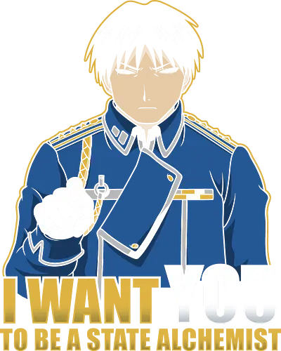 Roy Mustang - Werde ein Staatsalchemist! - Fullmetal Alchemist, Roy Mustang, Staatsalchemist, Anime T-Shirt, Geek Kultur, Otaku Style, Fullmetal Druck, Mustang FMA, Otaku Kleidung, Klassischer Anime, Geek Geschenk, Anime Mode, Feuer Alchemie, FMA Fans