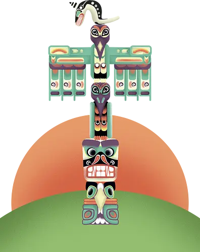 Magischer Totempfahl - Totem, Totempfahl, indigen, tribal, Totemtier, spirit animal, Sonne, geometrisch, bunt
