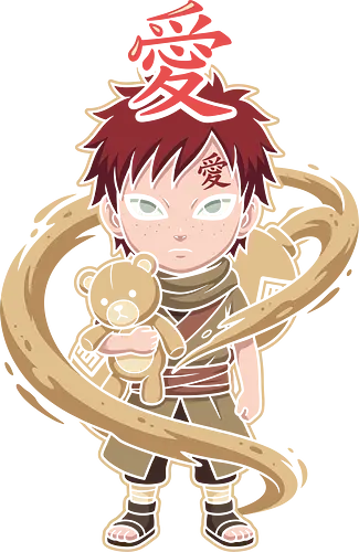 The Lonely Sand Child: A Demon's Love - Gaara shirt, kid Gaara merch, cute anime sand ninja, chibi anime graphic tee, Japanese love kanji apparel, nostalgic shonen streetwear, sad anime boy design, Hidden Sand village clothing, otaku aesthetic fashion, anime teddy bear graphic