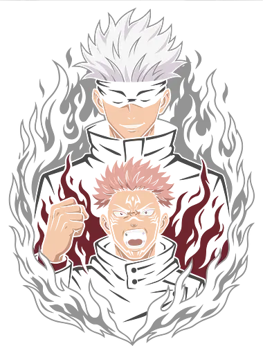 Cursed Flames: Master & Vessel - Jujutsu Kaisen shirt, Gojo Satoru merch, Yuji Itadori apparel, anime graphic tee, cursed energy design, shonen streetwear clothing, dark fantasy anime shirt, minimalist otaku fashion, anime mentor graphic, Japanese animation tee