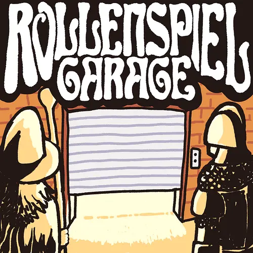 Logo des Podcasts RollenspielGarage. Design by CarlBox. Feuerball!