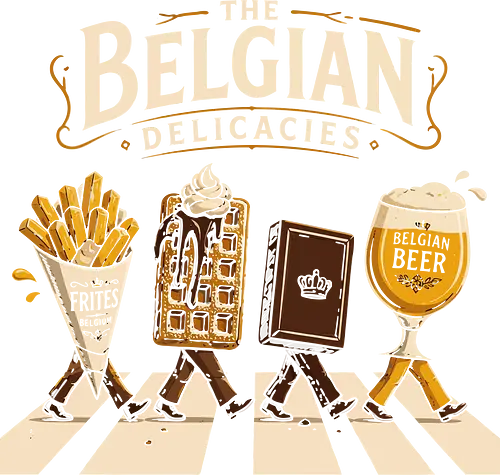 The Belgian Delicacies - beatles, the beatles, belgian, french, croissants, baguette, iconic, abbey road, foodie, gastronomy, comida, food, humor, lm2kone, cool, funny, lm2kone