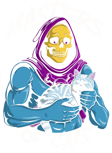 Masters of Cats - cats, cat, kitty, feline, pet, cute, funny, retro, vintage, cartoon, humor, parody, nostalgia, warrior, magic, skeleton, skull, dark, geek, nerd, popculture, streetwear, anime, comics, fantasy, metal, goth, purple, cosmic, masters