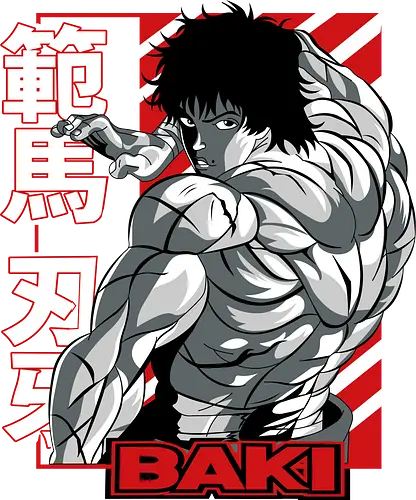 Baki Power Stance - baki hanma, anime fighter, martial arts, manga art, muscle anime, fighting spirit, anime poster, combat aesthetic