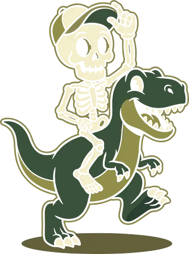 The Rad Skeleton Rider - funny skeleton shirt, t-rex rider graphic tee, dinosaur and skull merch, retro cartoon apparel, quirky streetwear clothing, cute spooky design, funny halloween shirt, skater skeleton graphic, smiling jurassic dinosaur, vintage sticker aesthetic