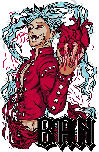 Ban Fox Sin - ban, nanatsu no taizai, anime fighter, fox sin, manga style, immortal hero, anime art, red aesthetic