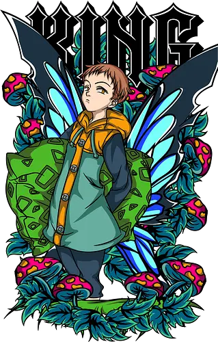 King Fairy Wings - king, seven deadly sins, fairy king, anime art, manga style, fantasy hero, anime design, colorful aesthetic
