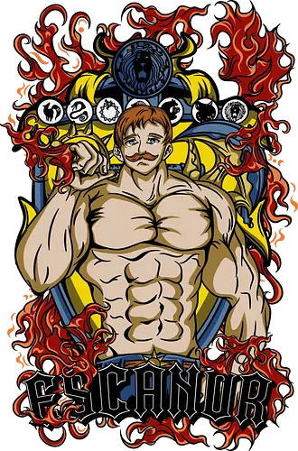 Escanor Flame King - escanor, nanatsu no taizai, anime power, muscle anime, fire aura, manga style, fantasy fighter, anime poster