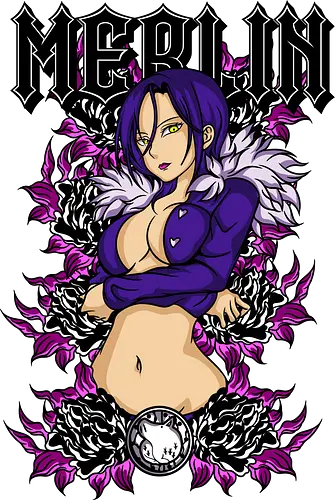 Merlin Dark Magic - merlin, anime sorceress, seven deadly sins, fantasy warrior, manga art, purple aura, anime aesthetic, magic power